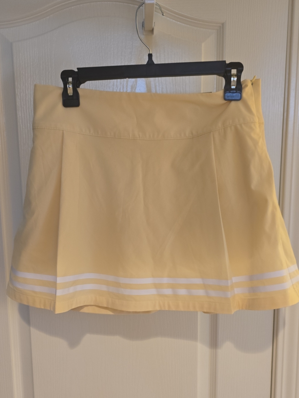 Calia Yellow Pleated Mini Skirt with White Stripe Trim